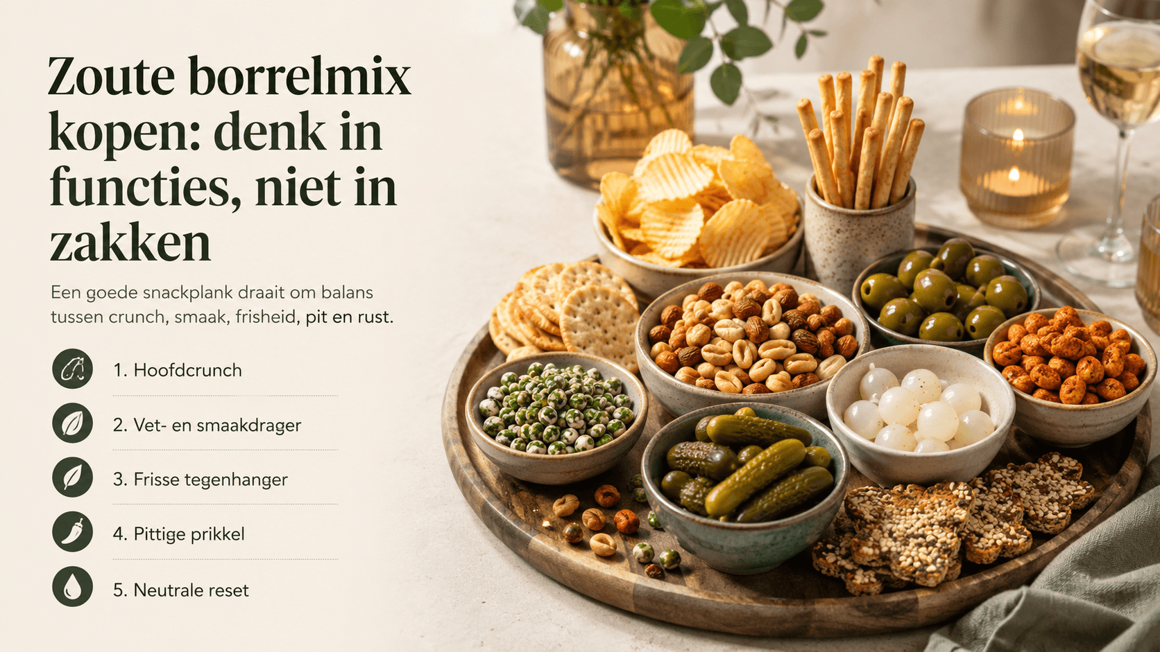 Zoute borrelmix kopen: zo verdeel je een snackplank